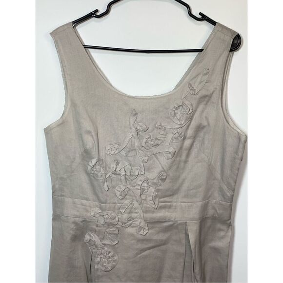 Ann Taylor LOFT Women's Sleeveless Lined Soutache Sheath Dress Gray Size Large - Picture 3 of 8